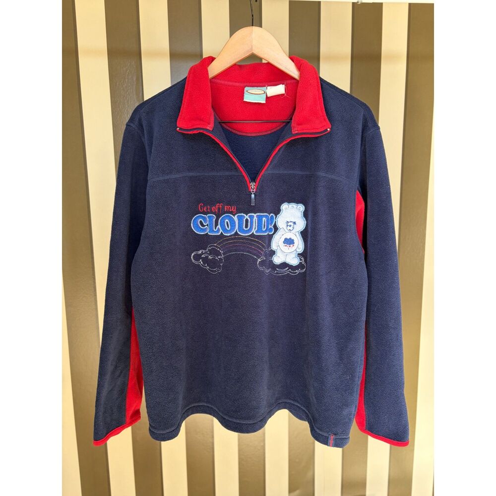 Vintage Care Bears Grumpy Bear Get Off My Cloud 1/4 Zip Fleece Pullover XL - Picture 1 of 14